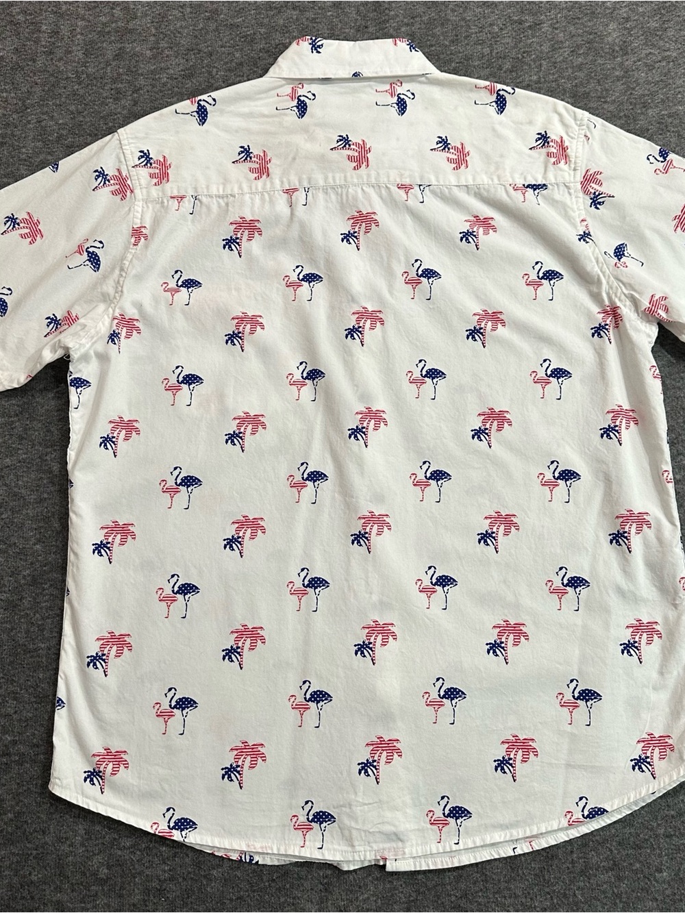 Rugby University Patriotic Flamingo Palm Tree Button Front Shirt Large - Picture 6 of 6